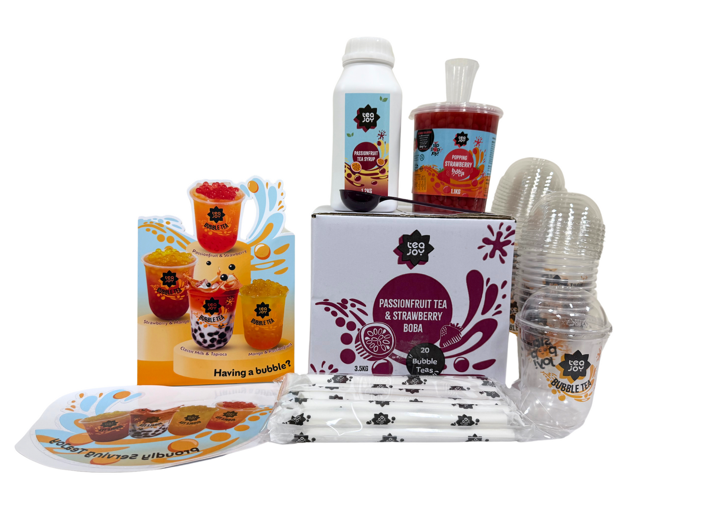 Passionfruit & Strawberry Bubble Tea Bundle - Makes 20 Drinks