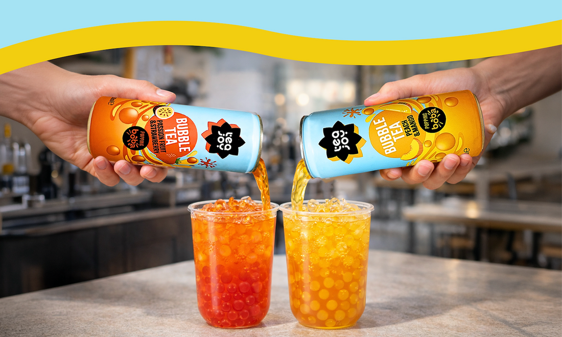 Fruity bubble tea with popping boba