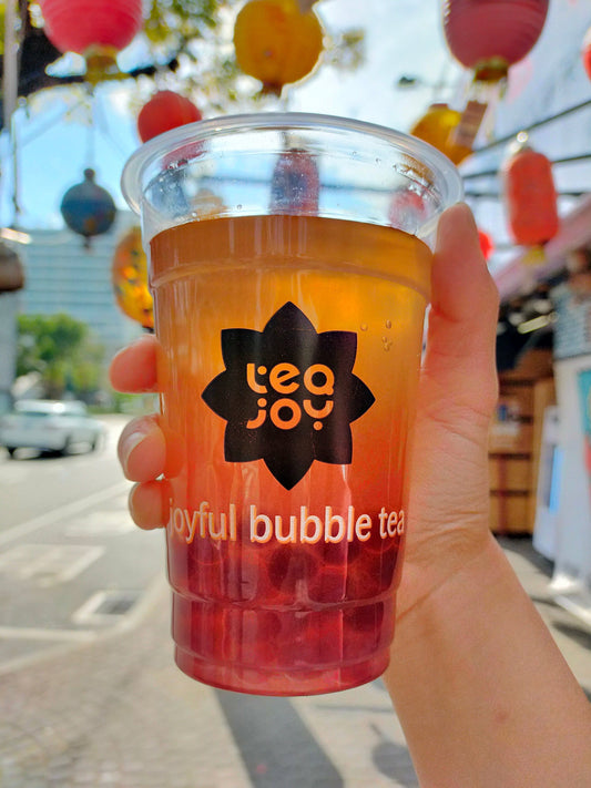 Fruit bubble tea with colourful popping boba
