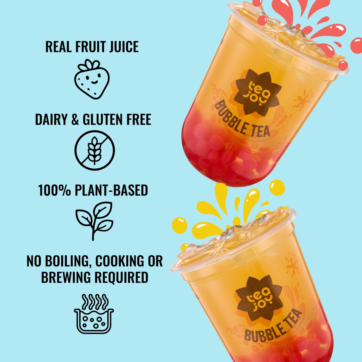 TeaJoy Passionfruit & Strawberry Bubble Tea Kit Product Shot