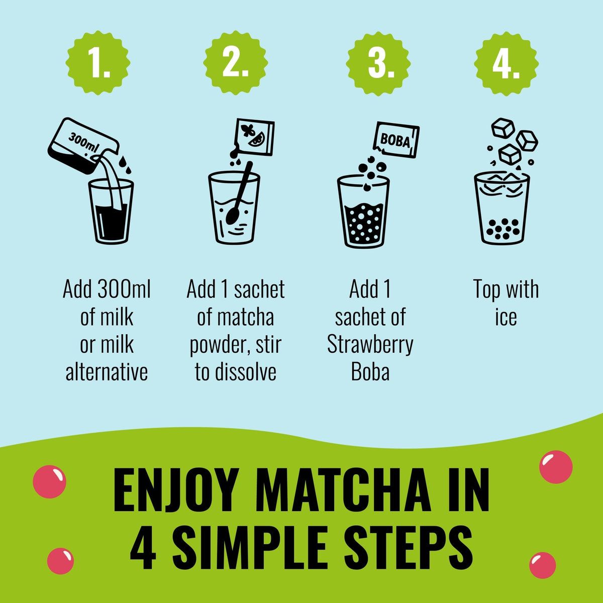 How to make TeaJoy matcha bubble tea in 4 simple steps
