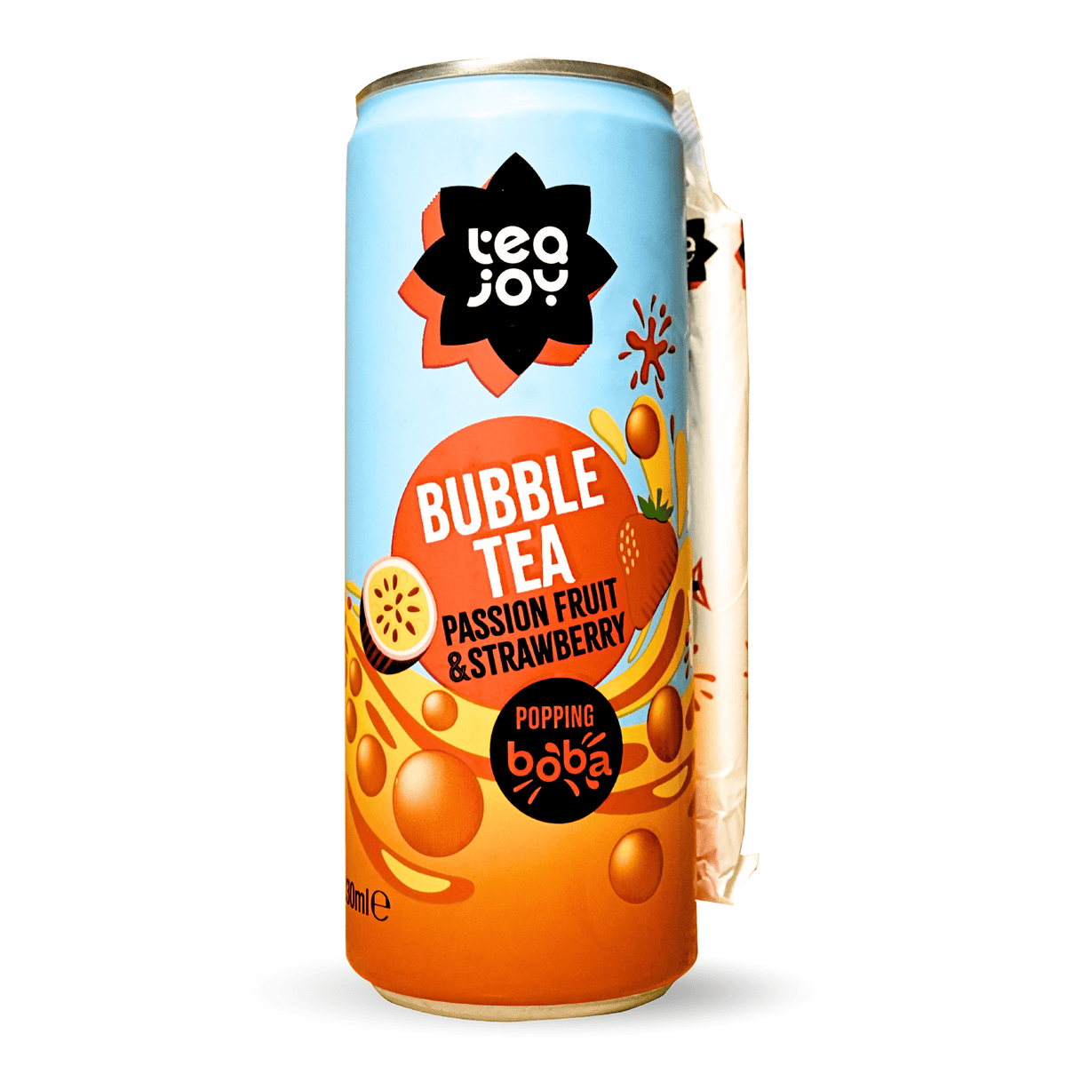 TeaJoy Passionfruit & Strawberry RTD bubble tea can