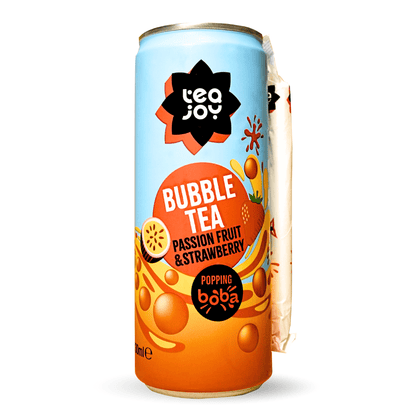 TeaJoy Passionfruit & Strawberry RTD bubble tea can