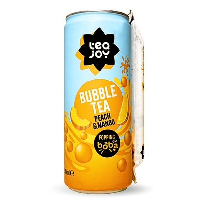 TeaJoy Peach & Mango RTD bubble tea can